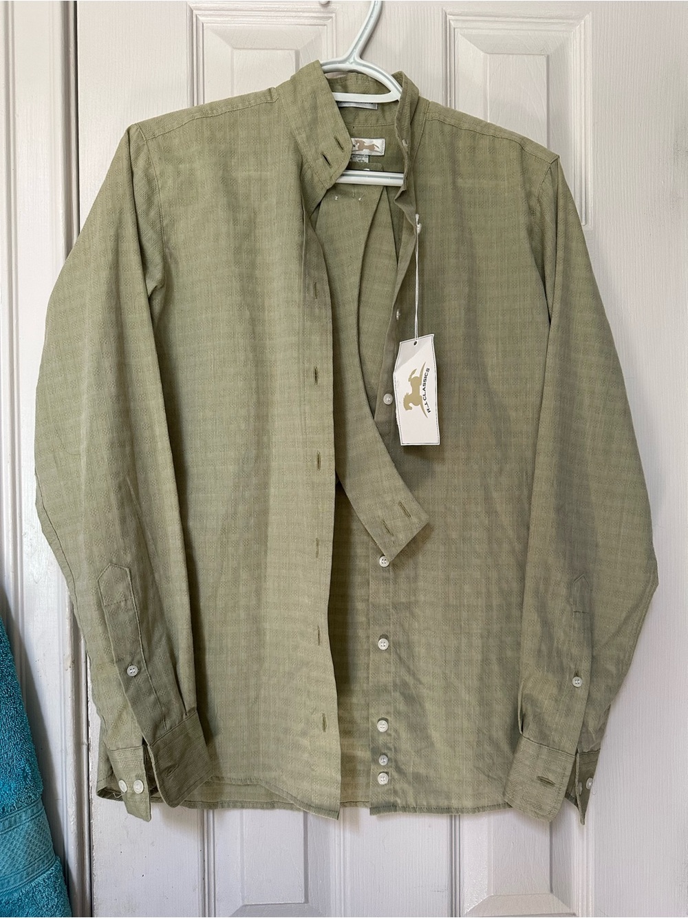 RJ Classic Sage Green Lightweight Cotton Button-Up Huntseat Show Shirt w/collars